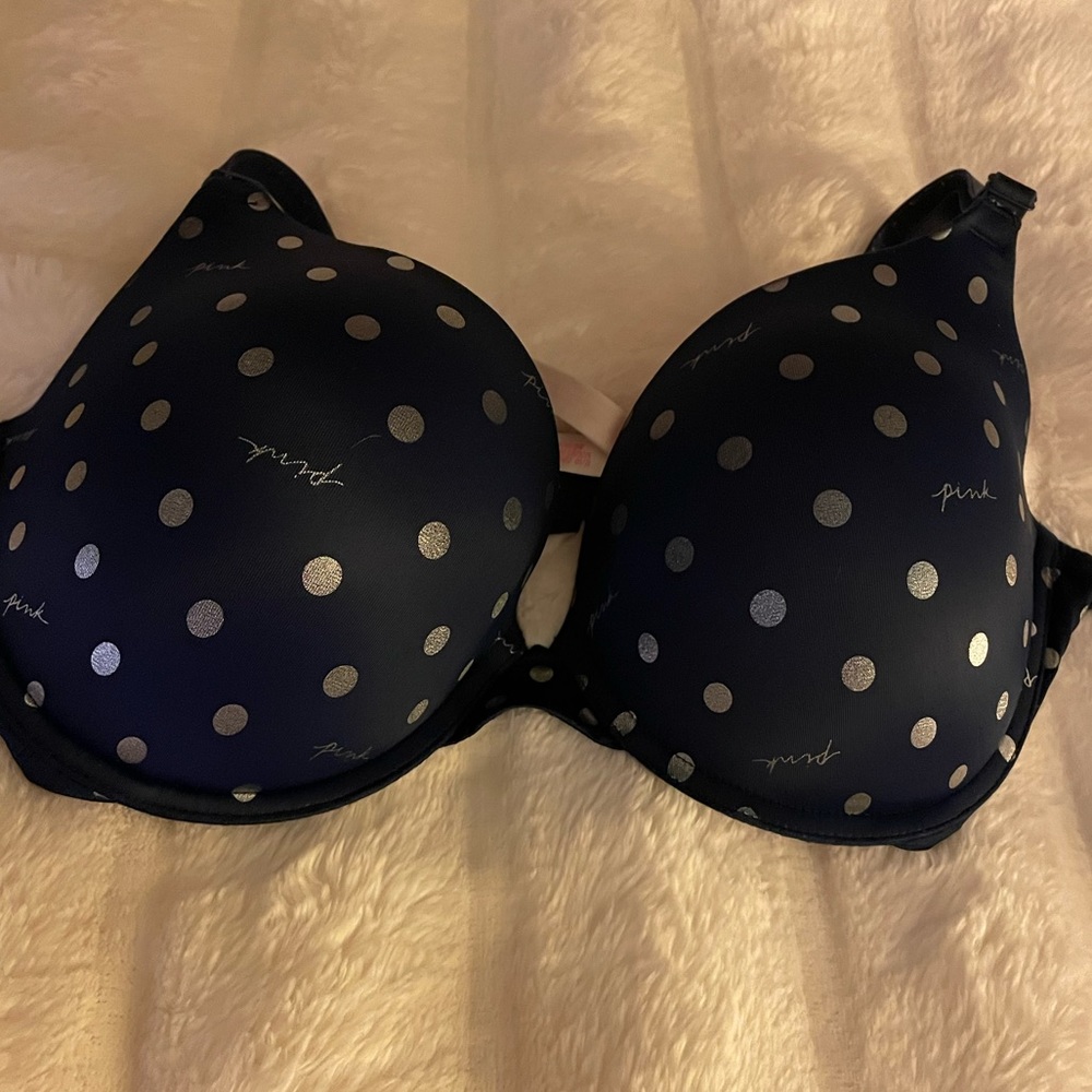 Victoria secret  navy and silver polka dots bra